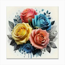 Watercolor design with beautiful roses oil painting abstract 2 Canvas Print