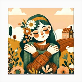 Girl In The Field Canvas Print