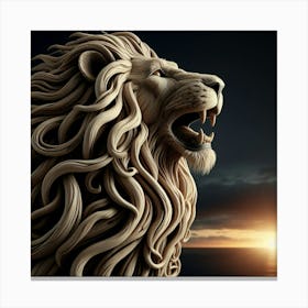 Lion Statue At Sunset Canvas Print