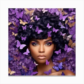 Purple Beauty With Butterflies 1 Canvas Print