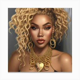 Black Girl With Gold Jewelry Canvas Print