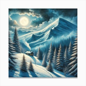 Moonlight In The Mountains Canvas Print