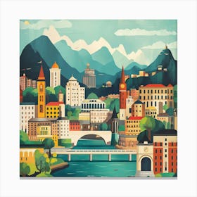 Switzerland Cityscape Art Canvas Print