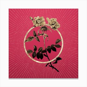 Gold Lady Monson Rose Bloom Glitter Ring Botanical Art on Viva Magenta Canvas Print