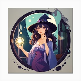 Dreamshaper V7 Beautiful Witch Looking To Herself In A Mirror 0 Canvas Print