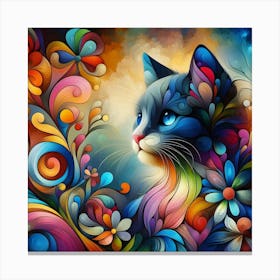 Colorful Cat Painting 2 Canvas Print