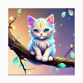 Cute Kitten In A Tree 1 Canvas Print