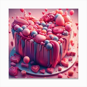 Valentine'S Day Cake Canvas Print