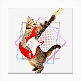 Bass Cat Rock Kitty On A Bass Guitar Canvas Print