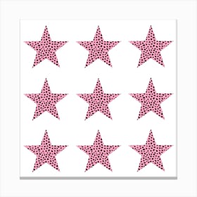 Pink and Black Spotty Stars Pattern Canvas Print