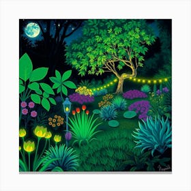 Garden At Night 1 Canvas Print