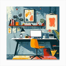 Home Office Designer Hand Drawn Sketch Illustration  Canvas Print