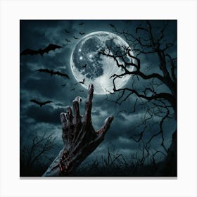 Halloween Wallpaper With Zombie Hand Canvas Print