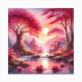 Pink Lotus Pond Canvas Print