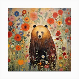 Bear and flowers 1 Canvas Print