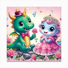Princess And Dragon Canvas Print