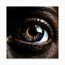 Black Eye Human Close Up Pupil Iris Vision Gaze Look Stare Sight Close Macro Detailed Canvas Print