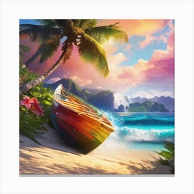 Boat On The Beach 6 Canvas Print