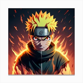 Naruto In Angry Mood With Fire And Fight Vibran Canvas Print