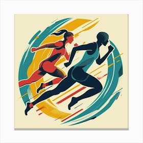 Two Runners In A Race Canvas Print