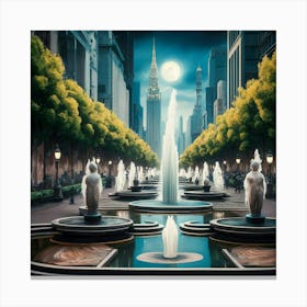 New York City Fountain Canvas Print