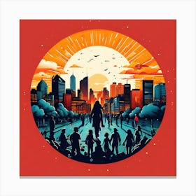 City At Sunset art print Canvas Print