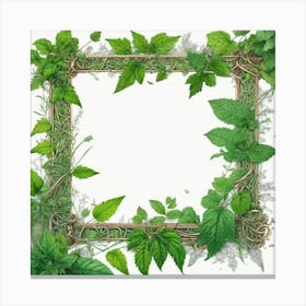 Frame With Green Leaves 13 Canvas Print