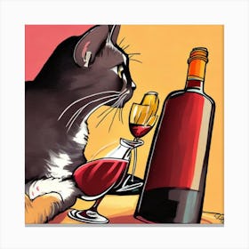 Cat Drinking Wine 1 Canvas Print