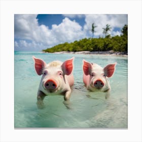 Pigs In The Water Canvas Print