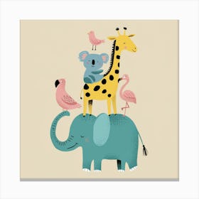 Giraffes And Flamingos 1 Canvas Print