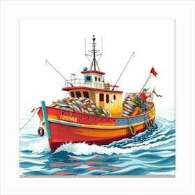 Colorful Fishing Trawler Returning With A Bountiful Catch 1 Canvas Print