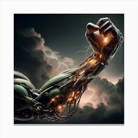 Futuristic Robot Arm With Lightning Canvas Print