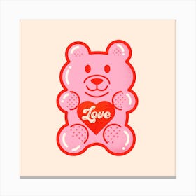 Large Love Jelly Bear Square Canvas Print