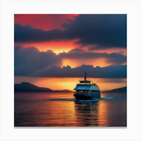 Sunset On A Ferry Canvas Print