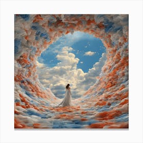 Woman In A Cloud Canvas Print