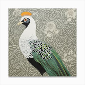 Ohara Koson Inspired Bird Painting Pheasant 4 Square Canvas Print