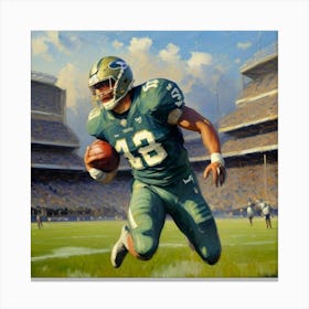 Full Force Football Athlete in Protective Gear Canvas Print