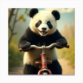 Flux Dev A Young Adorable Giant Panda With Shiny Black Fur And 3 Canvas Print