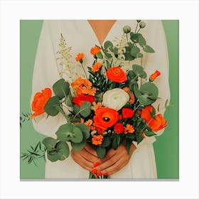 Orange And White Wedding Bouquet Canvas Print