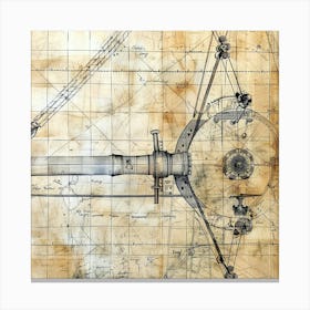 Steampunk Drawing Of A Maschine Canvas Print