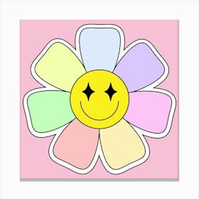 Retro Flower Power Pink Canvas Print