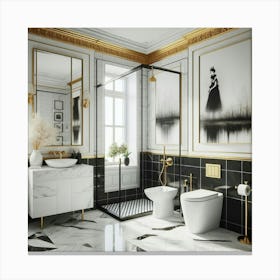 Gold And Black Bathroom Decor Canvas Print