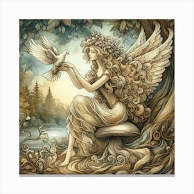 Fairy With A Dove Canvas Print