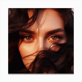 Portrait Of A Woman With Long Hair Canvas Print