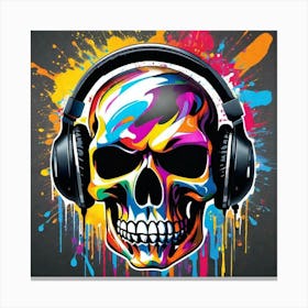 Skull With Headphones 43 Canvas Print