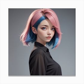 Blue And Pink Wig 1 Canvas Print