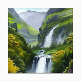 Waterfall In The Mountains 1 Canvas Print