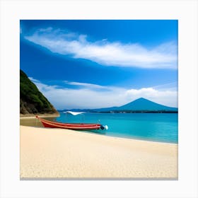 Red Boat On The Beach 1 Canvas Print