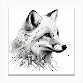 White Fox Head - Abstract Line Art Illustration 104 Canvas Print