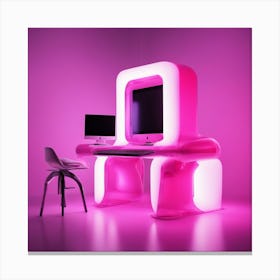 Furniture Design, Tall Computer, Inflatable, Fluorescent Viva Magenta Inside, Transparent, Concept P (1) Canvas Print
